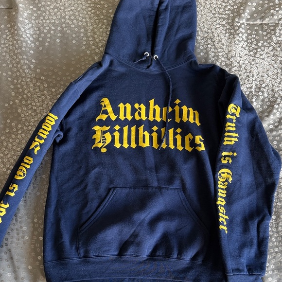 GX by Gwen Stefani Sweaters - Blue Hoodie with Yellow Lettering/ Gwen Stefani concert hoodie